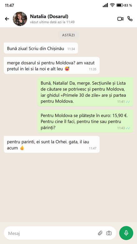 O clientă din Chișinău întreabă dacă merge în Moldova