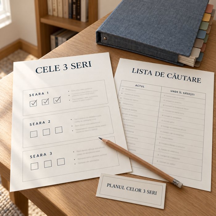 Planul celor 3 seri cu căsuțele bifate și Lista de căutare