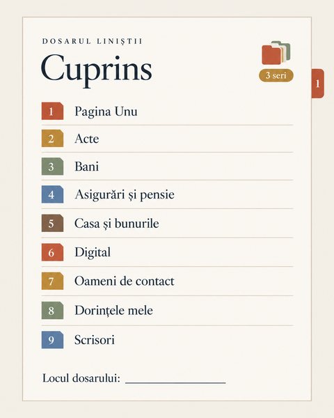 Cuprinsul: cele 9 secțiuni