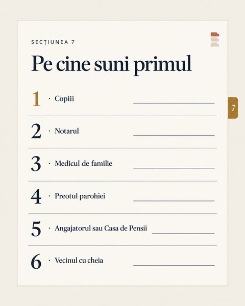 Secțiunea 7: Pe cine suni primul