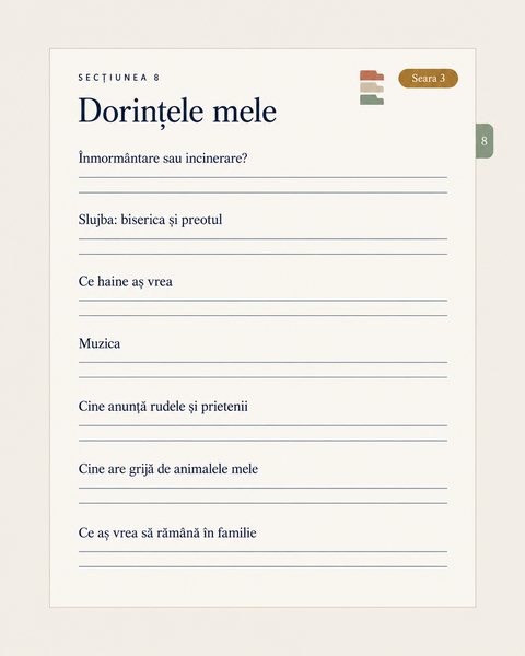 Secțiunea 8: Dorințele mele